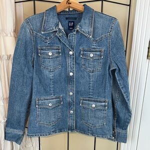 Gap Denim Western Chore Jacket Stretch Snap Closures Great Condition Size S
